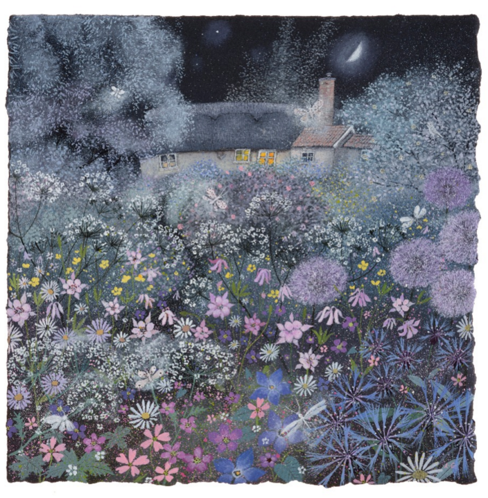 Beautiful Midnight Garden Hedgehogs Greeting Card Lucy Grossmith Artwork 